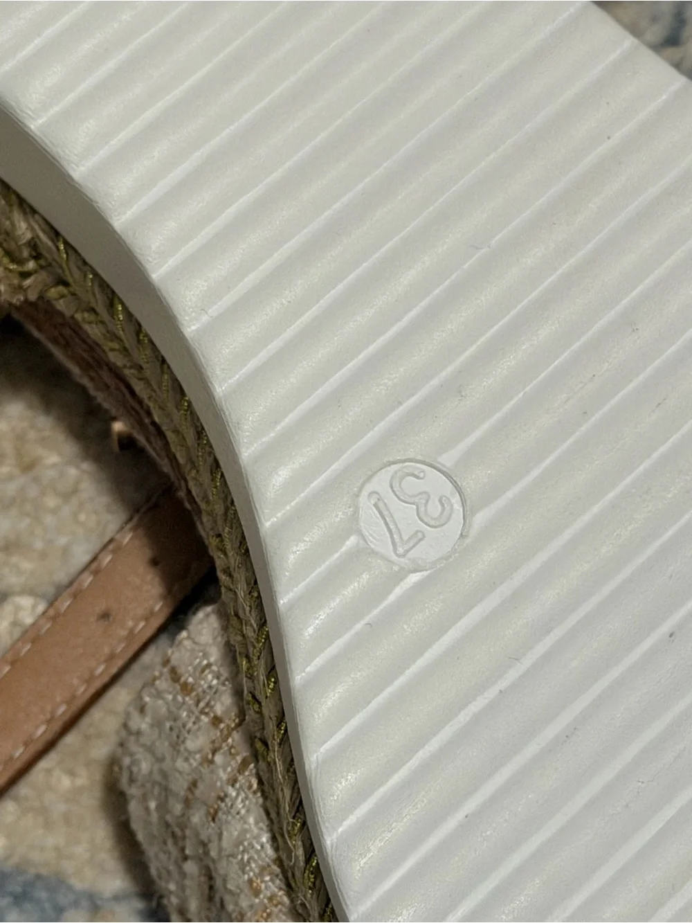 Beige Knot Espadrille Wedge Sandals - Women size small 6.5